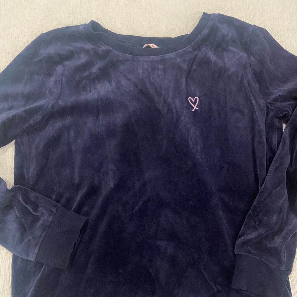 Victoria’s Secret velour tulip back navy blue top